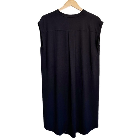 Eileen Fisher Fine Jersey Mandarin Collar Dress in Black PL - Picture 7 of 7